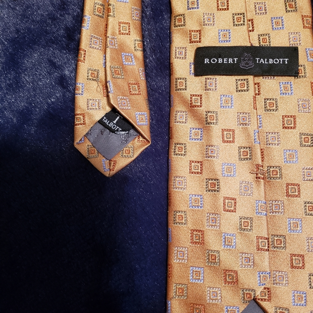 Necktie Robert Talbott Gold Geometric Silk - image 2